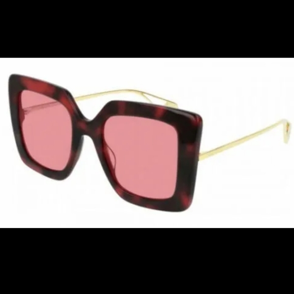 Gucci Oversized Square Havanah Pink Butterfly Sunnglases GG0453 Luxury #53 - Picture 1 of 17